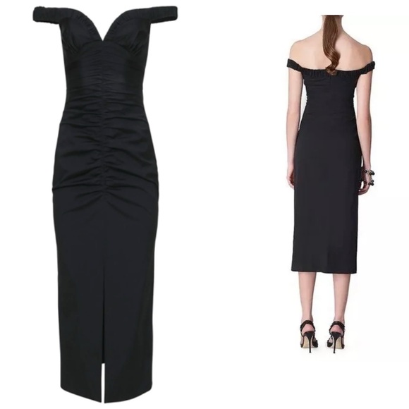 Carolina Herrera Ruched Off The Shoulder Midi Dress Size XS/0 - Picture 2 of 8